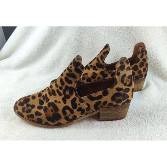 Shoe Boots Leather Leopard Print Low Heel - Picture 3 of 11